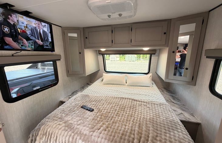 Large Master Bedroom with a second Air conditioning unit just for the master. Great storage on both sides of the bed and under the bed itself.