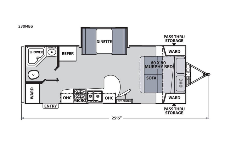 Representative floor plan provided by a trusted RVshare partner.