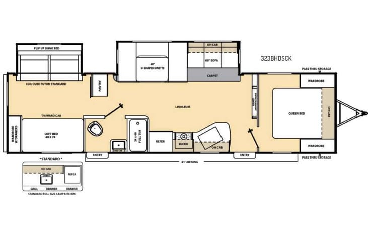 Representative floor plan provided by a trusted RVshare partner.