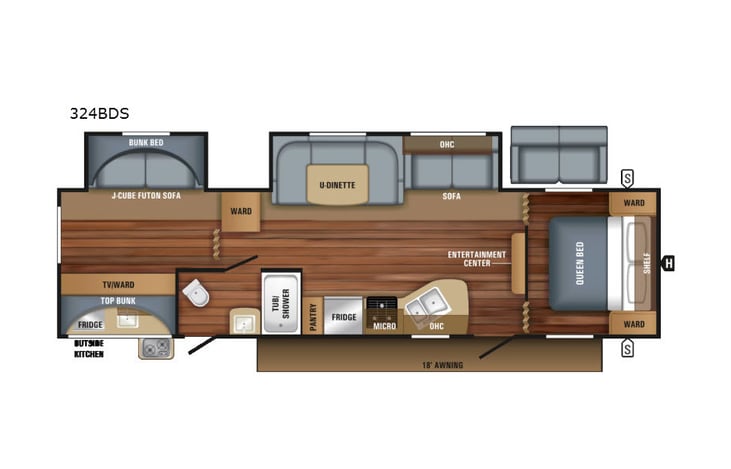 Representative floor plan provided by a trusted RVshare partner.