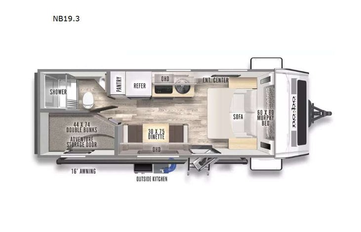Representative floor plan provided by a trusted RVshare partner.