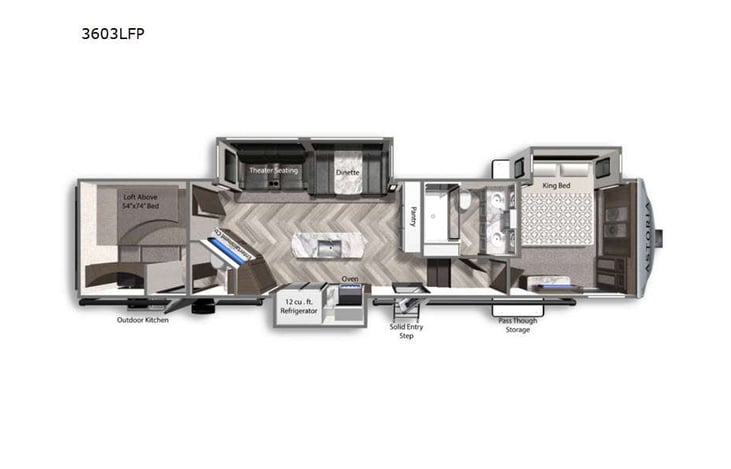 Representative floor plan provided by a trusted RVshare partner.