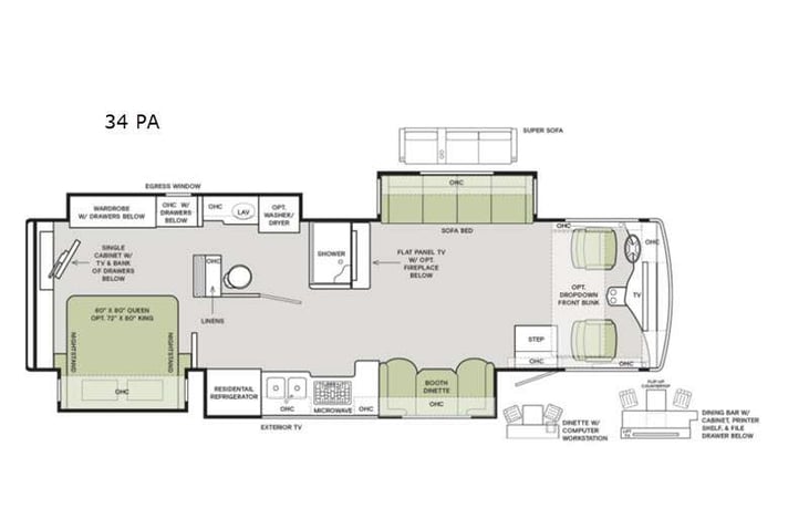 Representative floor plan provided by a trusted RVshare partner.