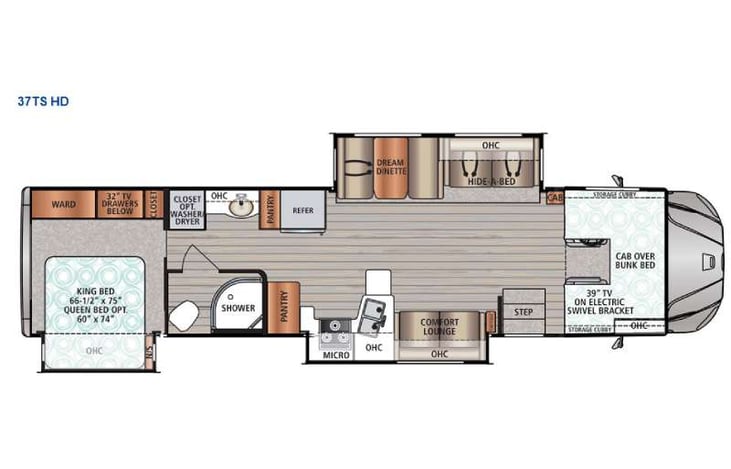 Representative floor plan provided by a trusted RVshare partner.