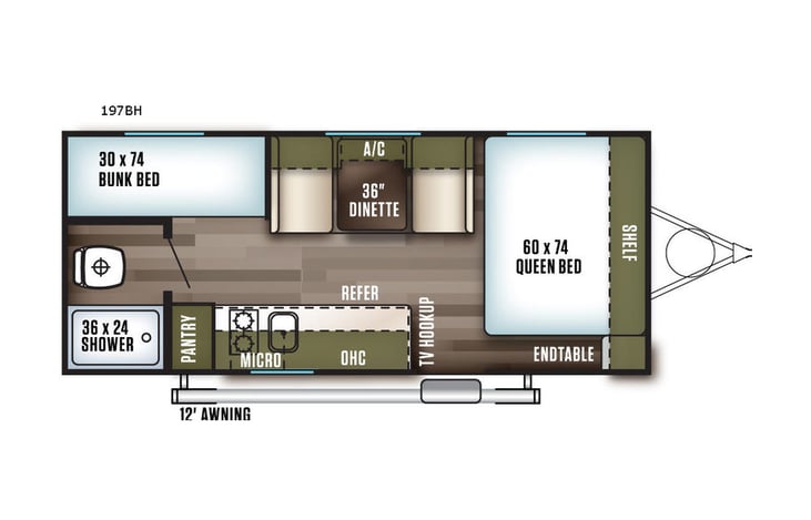 Representative floor plan provided by a trusted RVshare partner.