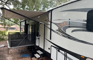 42’ Luxury Toyhauler with rare Side Patio