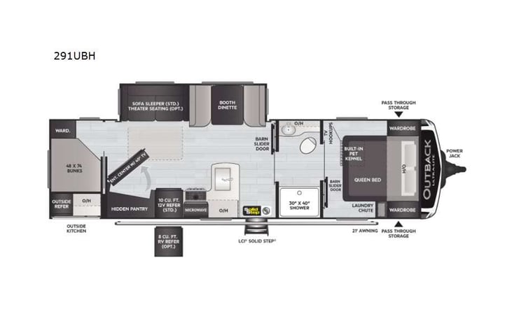 Representative floor plan provided by a trusted RVshare partner.