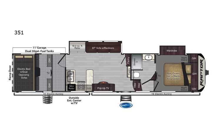 Representative floor plan provided by a trusted RVshare partner.