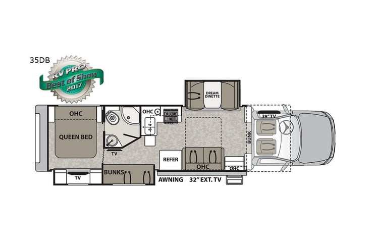 Representative floor plan provided by a trusted RVshare partner.