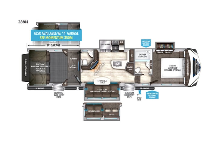 Representative floor plan provided by a trusted RVshare partner.