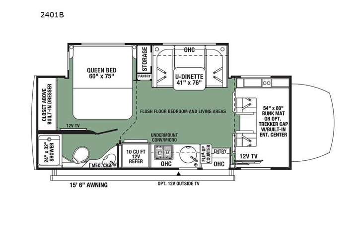 Representative floor plan provided by a trusted RVshare partner.