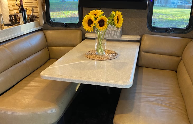 Dine while you watch Netflix.  Board games provided in the storage underneath bench seats.