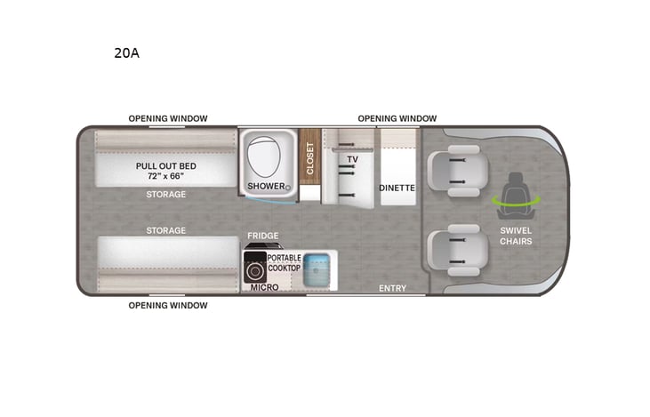 Representative floor plan provided by a trusted RVshare partner.