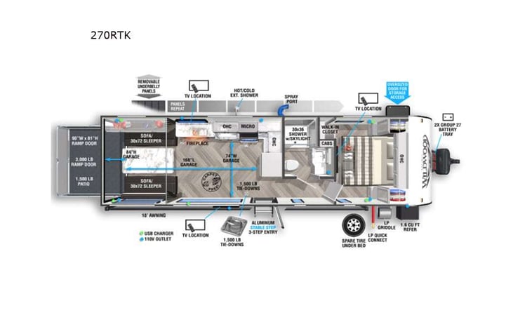 Representative floor plan provided by a trusted RVshare partner.