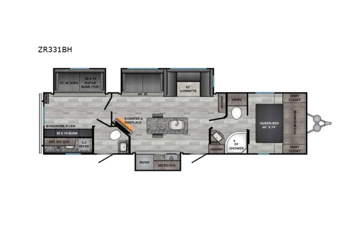 Representative floor plan provided by a trusted RVshare partner.