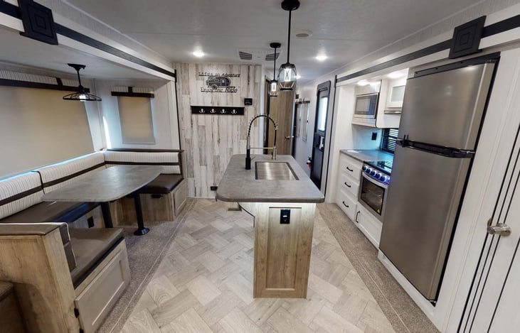 Kitchen Dinette folds down to make a double bed