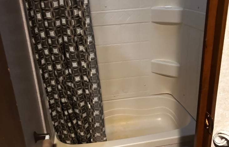 Full shower with tankless water heater