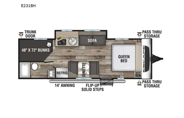 Representative floor plan provided by a trusted RVshare partner.