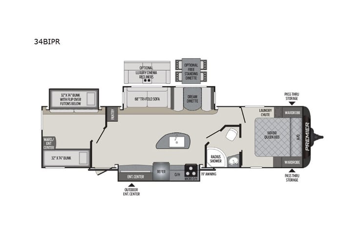 Representative floor plan provided by a trusted RVshare partner.