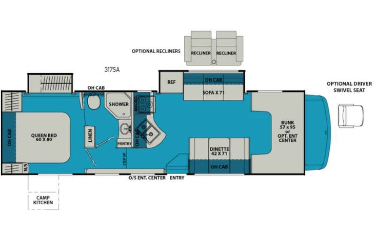 Representative floor plan provided by a trusted RVshare partner.