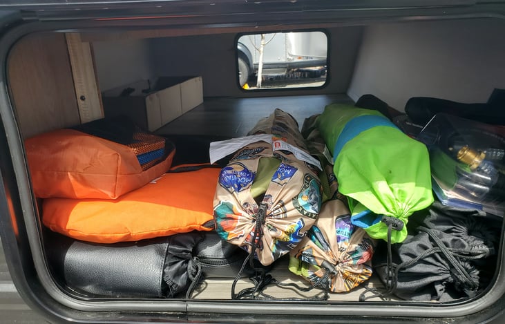 Camp chairs, camp stove, games etc.