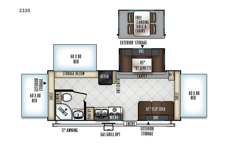 Representative floor plan provided by a trusted RVshare partner.
