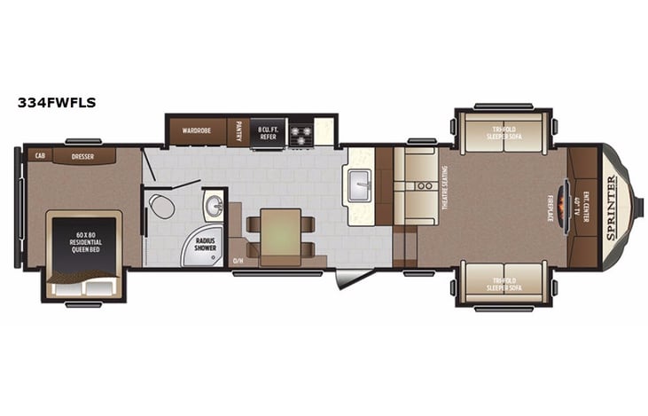 Representative floor plan provided by a trusted RVshare partner.