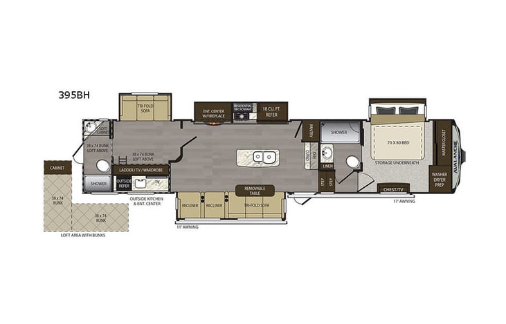 Representative floor plan provided by a trusted RVshare partner.