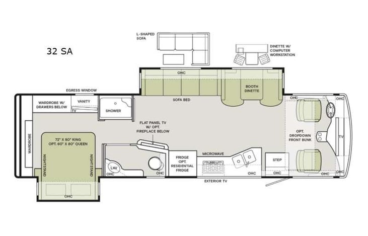 Representative floor plan provided by a trusted RVshare partner.
