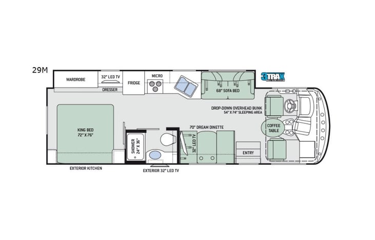 Representative floor plan provided by a trusted RVshare partner.