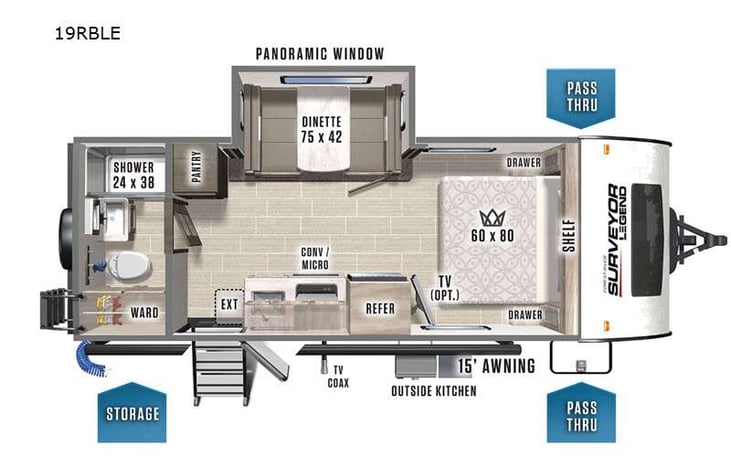 Representative floor plan provided by a trusted RVshare partner.