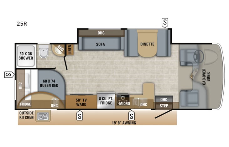 Representative floor plan provided by a trusted RVshare partner.
