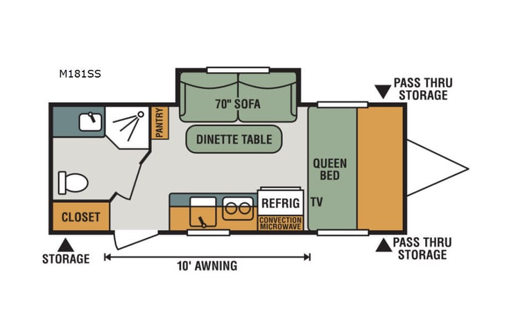 Representative floor plan provided by a trusted RVshare partner.