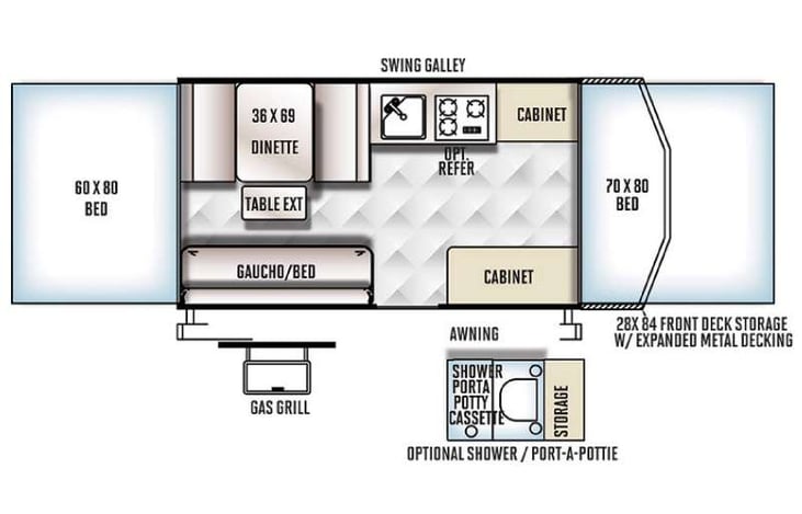 Representative floor plan provided by a trusted RVshare partner.