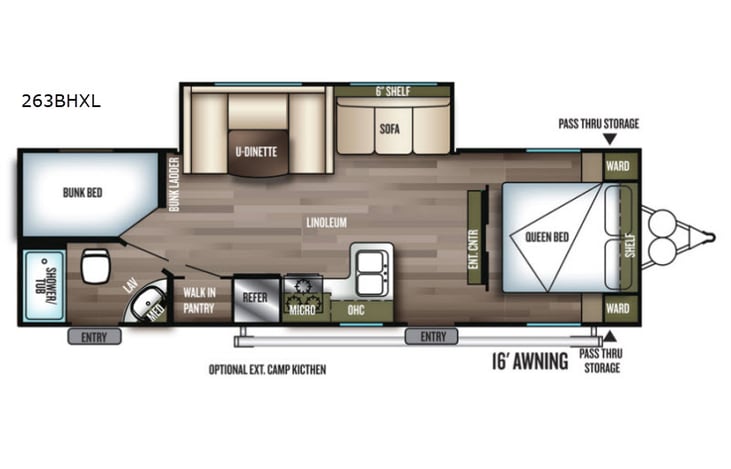 Representative floor plan provided by a trusted RVshare partner.