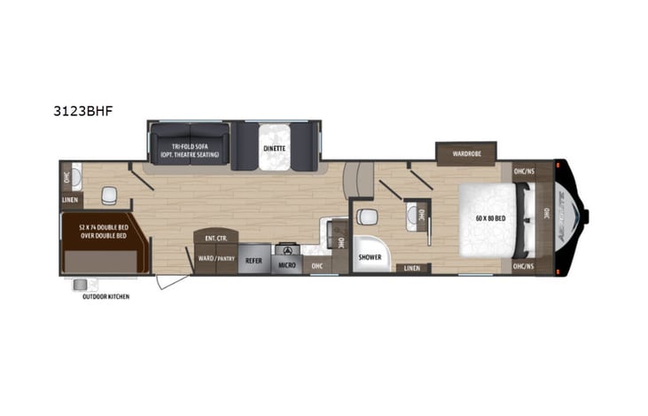 Representative floor plan provided by a trusted RVshare partner.
