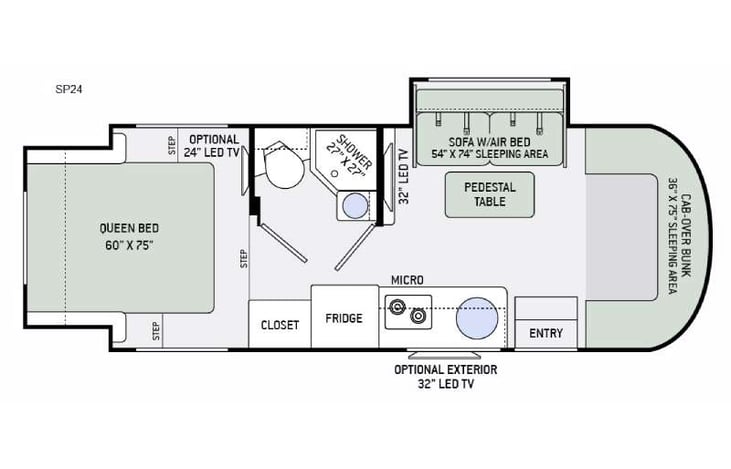 Representative floor plan provided by a trusted RVshare partner.