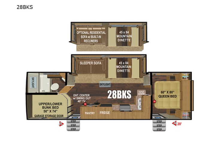 Representative floor plan provided by a trusted RVshare partner.