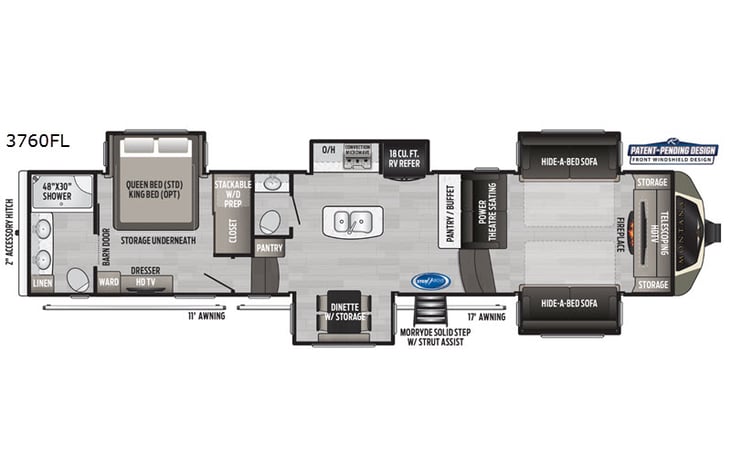 Representative floor plan provided by a trusted RVshare partner.