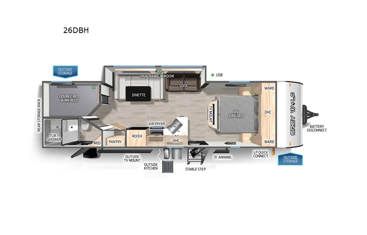 Representative floor plan provided by a trusted RVshare partner.
