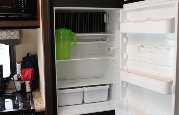 The refrigerator/freezer runs on propane.