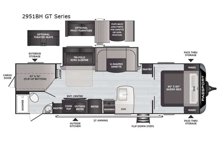 Representative floor plan provided by a trusted RVshare partner.