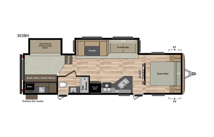 Representative floor plan provided by a trusted RVshare partner.