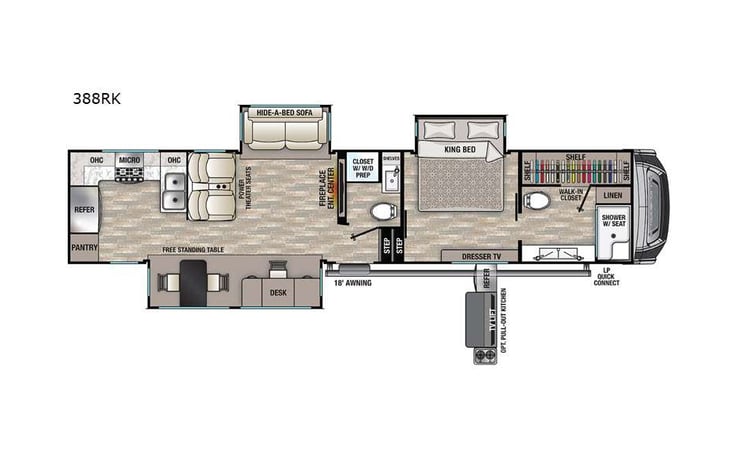 Representative floor plan provided by a trusted RVshare partner.