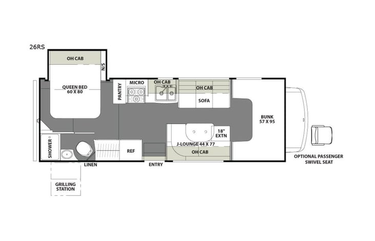 Representative floor plan provided by a trusted RVshare partner.