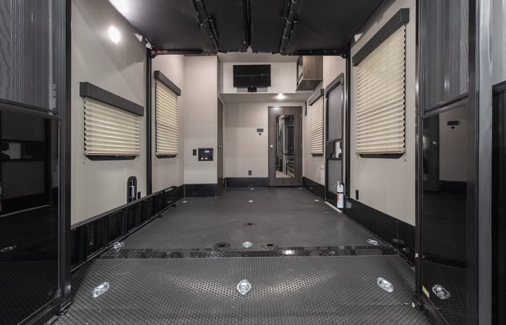 Spacious are with 2 beds or turn the bottom bed into more dining! Or keep both beds up for golf cart space