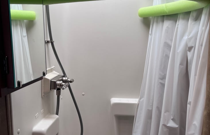 Shower with noodle for more room!