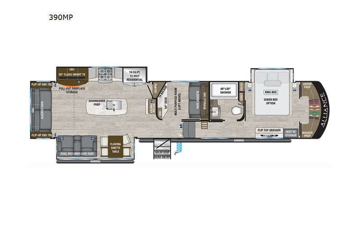 Representative floor plan provided by a trusted RVshare partner.