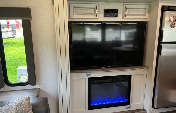 Gas fireplace and TV
