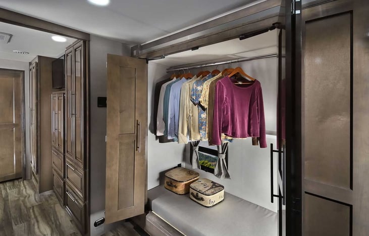 Bunks can convert to hanging storage.